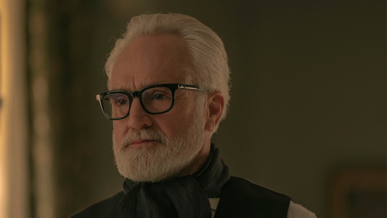 Bradley Whitford with a white beard and black framed glasses in The Handmaid's Tale season 6 episode 9 "Execution"