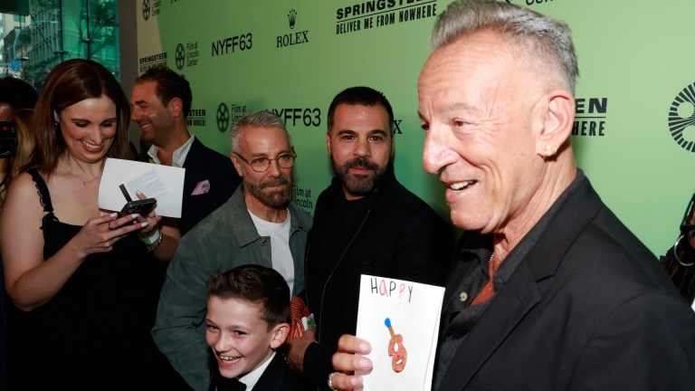 NEW YORK, NEW YORK - SEPTEMBER 28: (L-R) Matthew Anthony Pellicano Jr. and Bruce Springsteen attend the New York Film Festival Spotlight Gala at Alice Tully Hall on September 28, 2025 in New York, New York. (Photo by Kevin Mazur/Getty Images for 20th Century Studios)