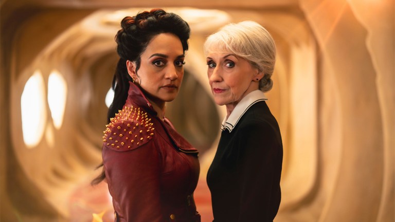 Archie Panjabi and Anita Dobson in Doctor Who episode "Wish World"