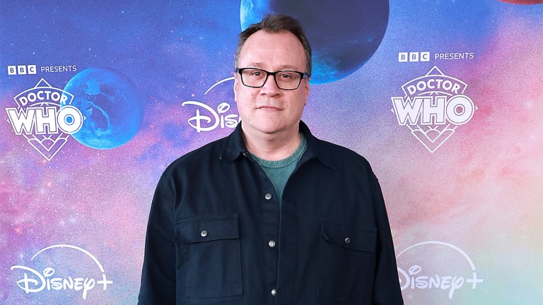 Russell T Davies in a black shirt and glasses at the Doctor Who 2024 premiere