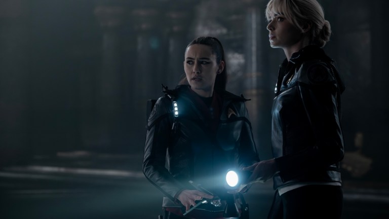 L to R Christina Chong as Laían and Jess Bush as Chapel in season 3 , Episode 5 of Strange New Worlds streaming on Paramount+. Photo Credit: Marni GrossmanParamount+