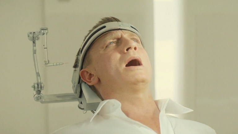 James Bond in the chair in "Spectre"