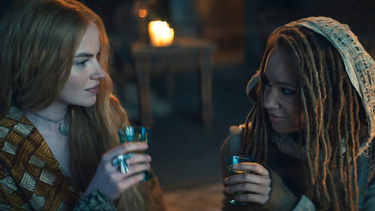 Elayne and Aviendha share a toast in The Wheel of Time season 3